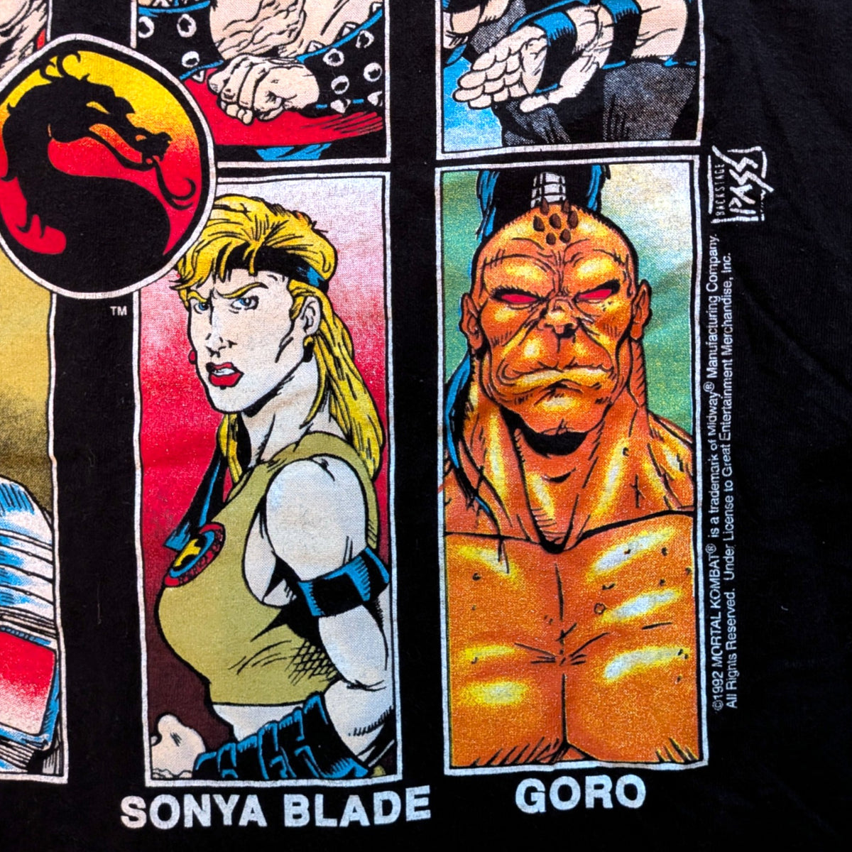 1992 Mortal Kombat Roster "Backstage Pass" Promo shirt